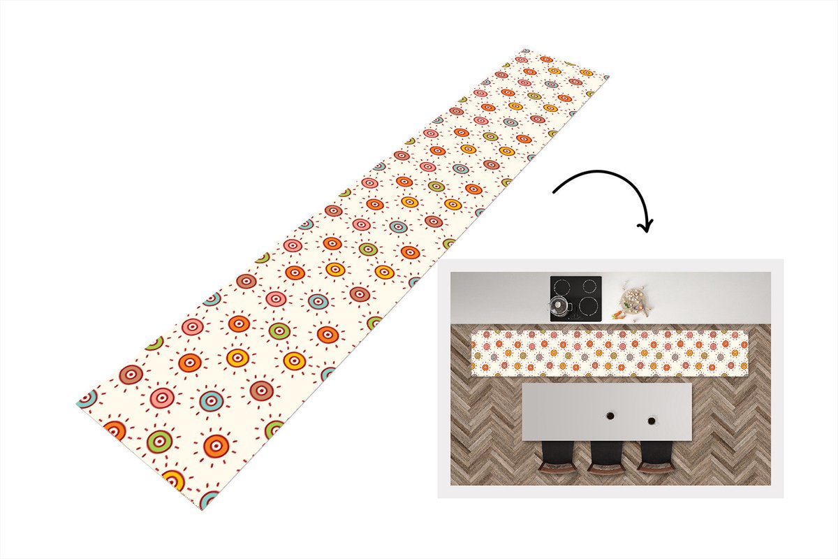 Keukenloper - Loper keuken - Patronen - Zon - Stippen - 300x50 cm - Keukenloper vinyl