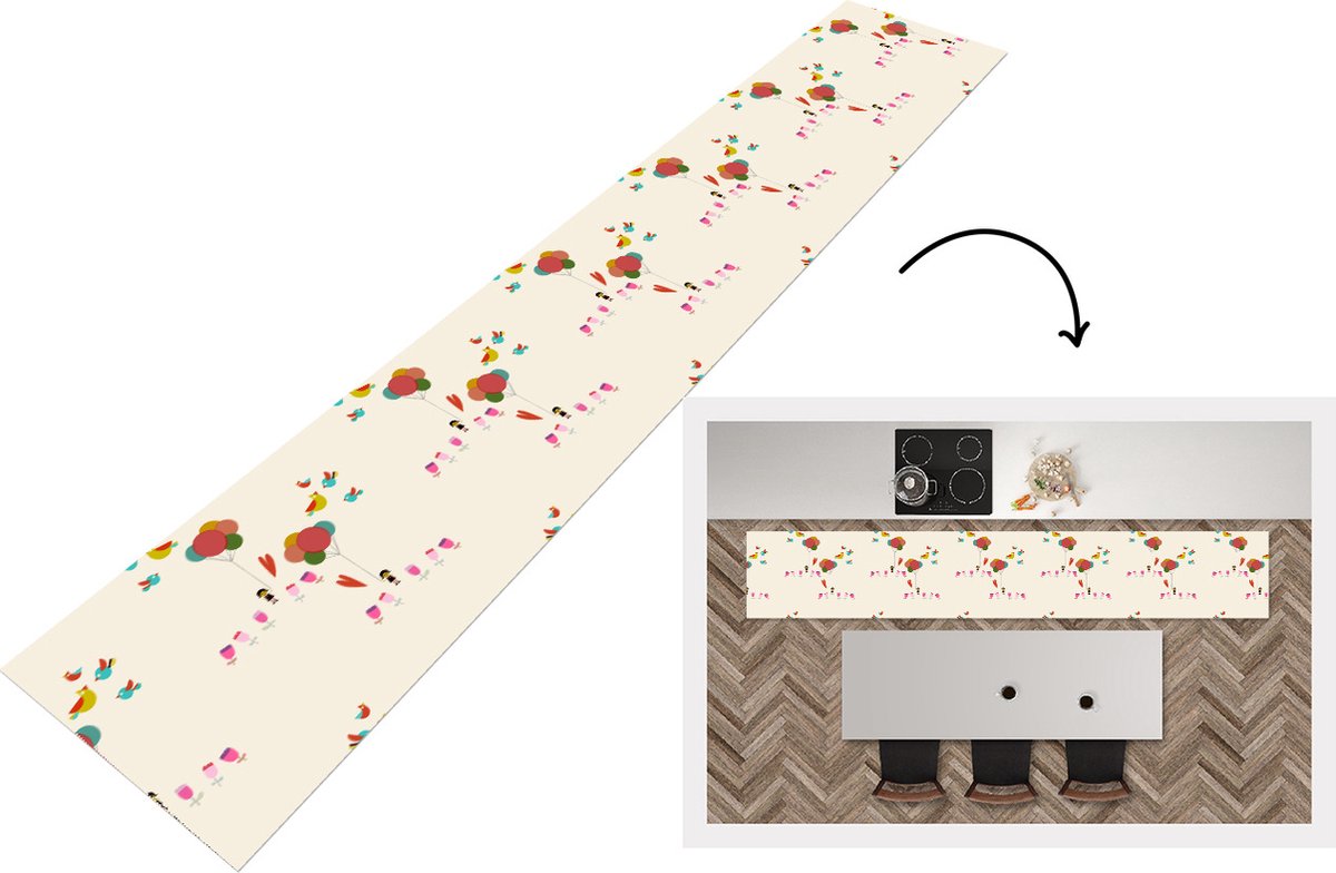 KitchenYeah Keukenloper - Loper keuken - Meisjes - Ballonnen - Bloemen - Patronen - Keukenloper vinyl multicolor, foto 5