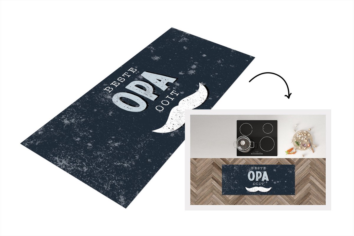 KitchenYeah Keukenloper - Loper keuken - Vaderdag - Cadeau voor man - Quote - Beste opa ooit - Spreuken - 120x50 cm - Keukenloper vinyl Multicolor