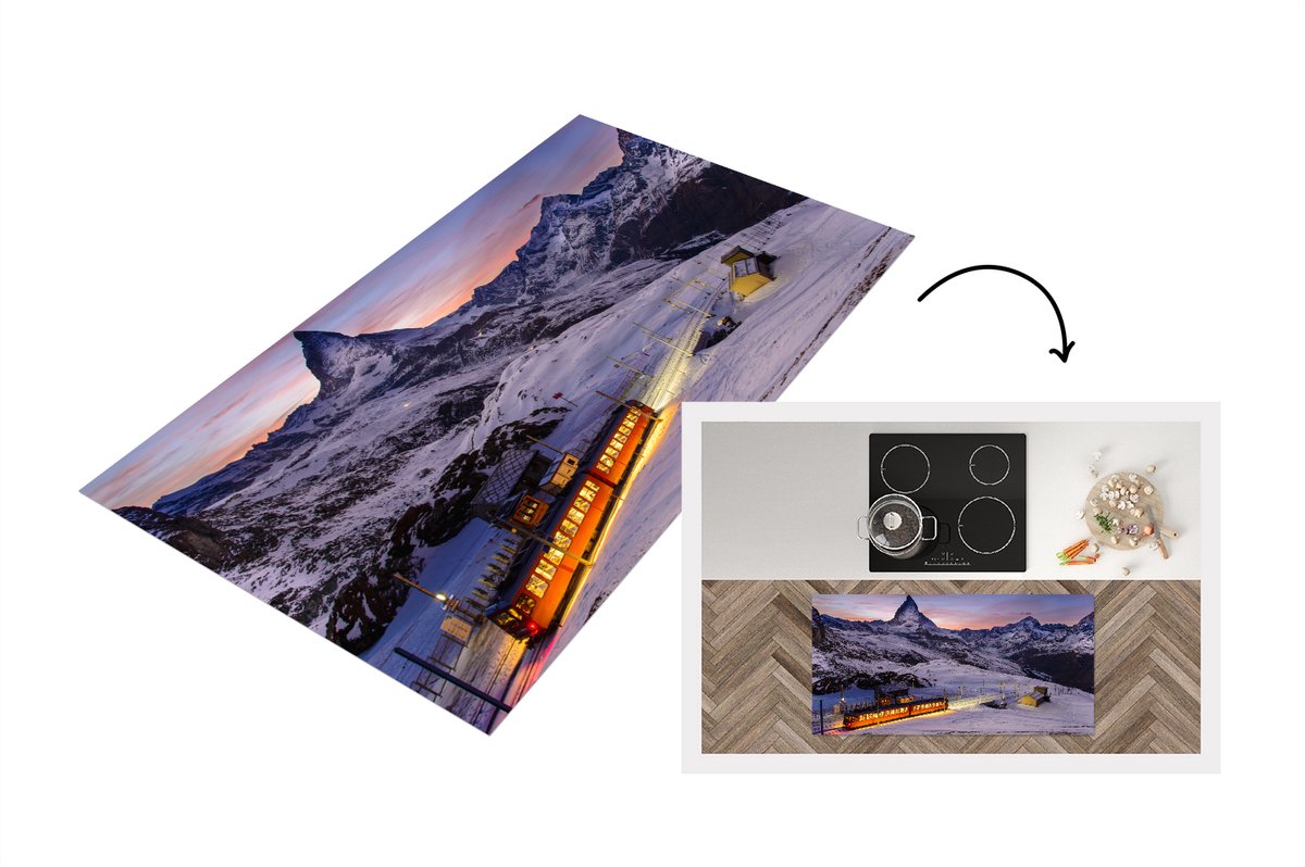 KitchenYeah Keukenloper - Loper keuken - Gornergrat spoorweg voor Matterhorn in het Zwitserse kanton Wallis - 120x60 cm - Keukenloper vinyl Multicolor