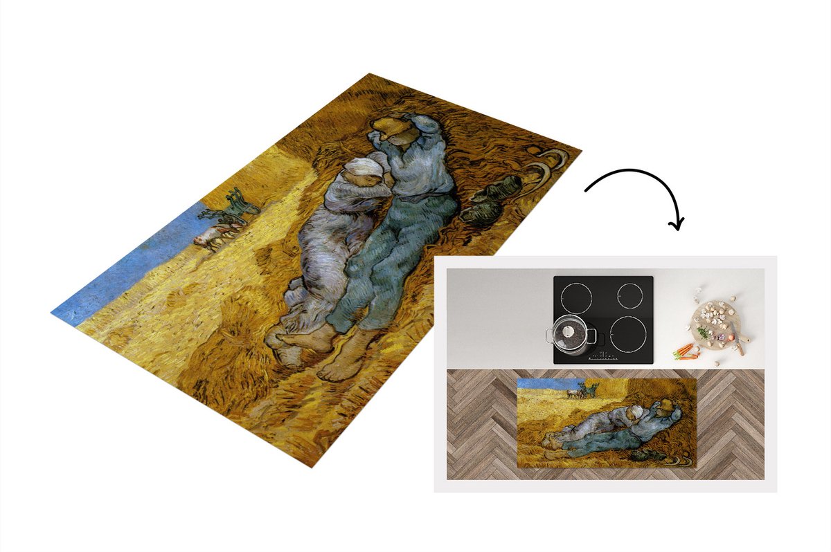 KitchenYeah Keukenloper - Loper keuken - De Siesta - Vincent van Gogh - 120x60 cm - Keukenloper vinyl Multicolor