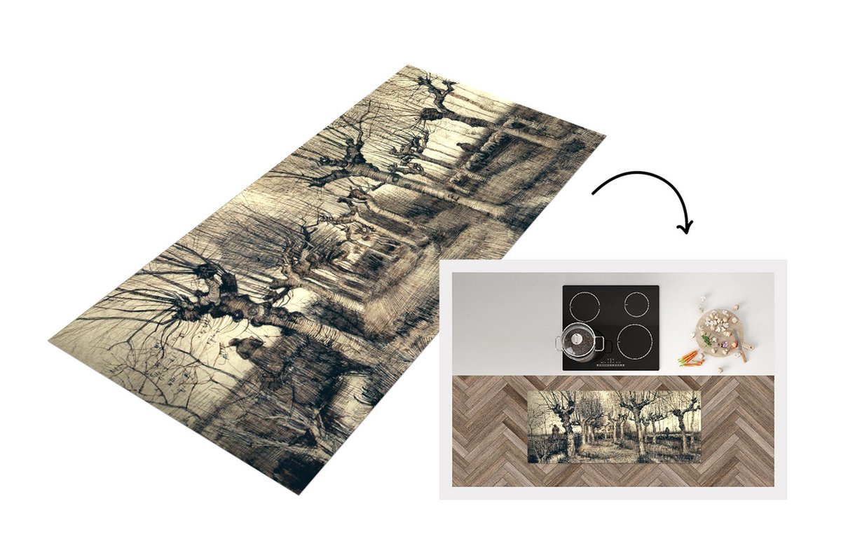 KitchenYeah Keukenloper - Loper keuken - Knotberken - Vincent van Gogh - 120x50 cm - Keukenloper vinyl Multicolor