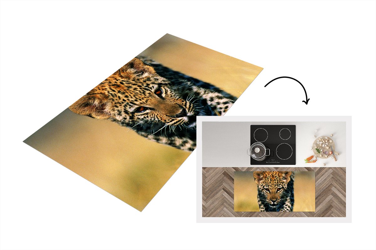 KitchenYeah Keukenloper - Loper keuken - Luipaard - Macro - Gras - 120x60 cm - Keukenloper vinyl Multicolor
