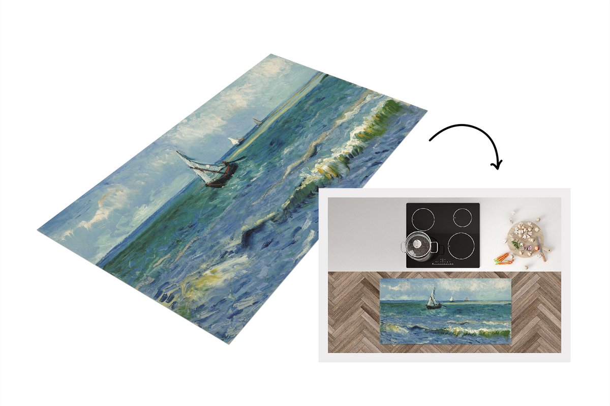 KitchenYeah Keukenloper - Loper keuken - Zeegezicht bij Les Saintes-Maries-de-la-Mer - Vincent van Gogh - Keukenloper vinyl multicolor, foto 2