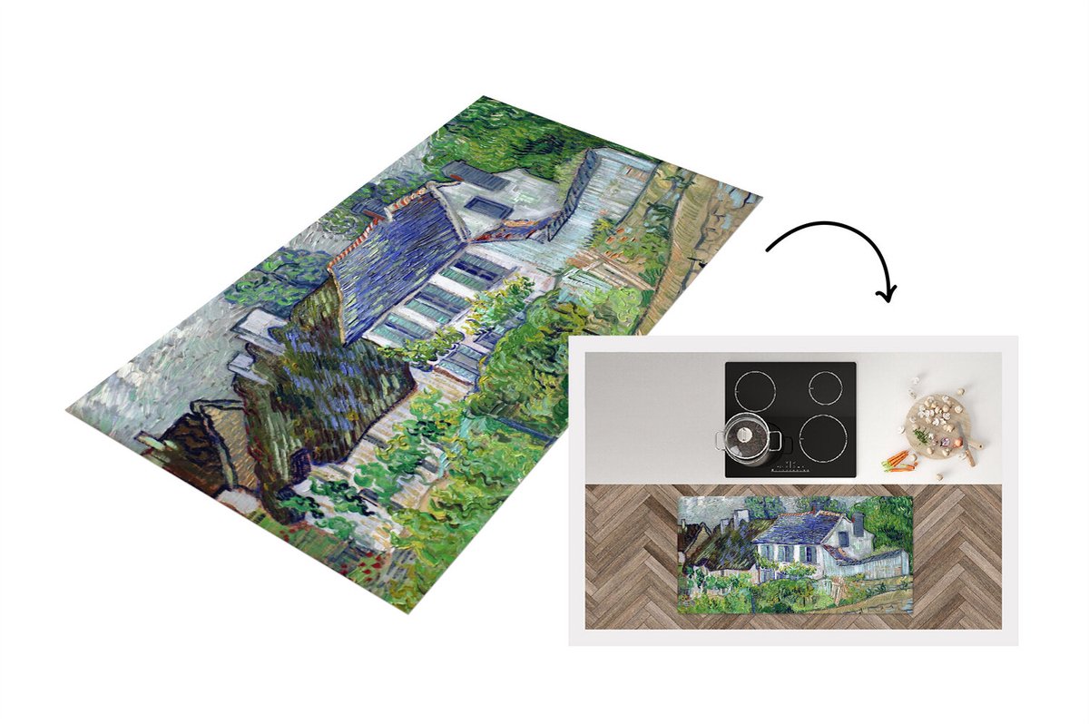 KitchenYeah Keukenloper - Loper keuken - Huis in Auvers - Vincent van Gogh - 120x60 cm - Keukenloper vinyl Multicolor