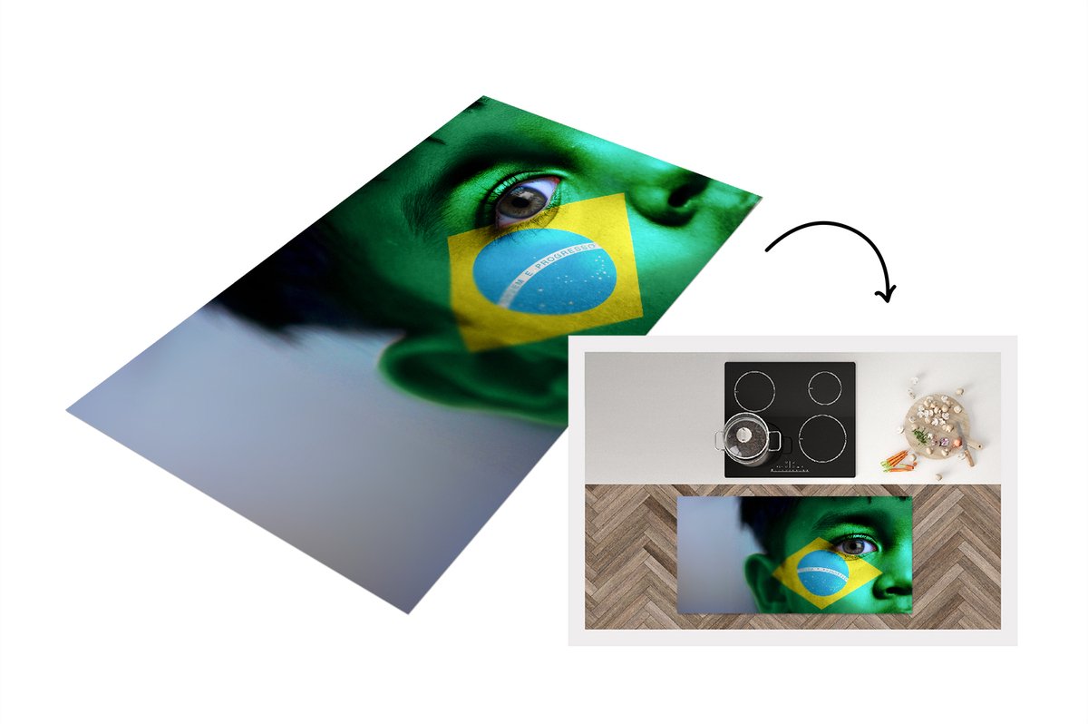 KitchenYeah Keukenloper - Loper keuken - Vlag van Brazilië - 120x60 cm - Keukenloper vinyl Multicolor