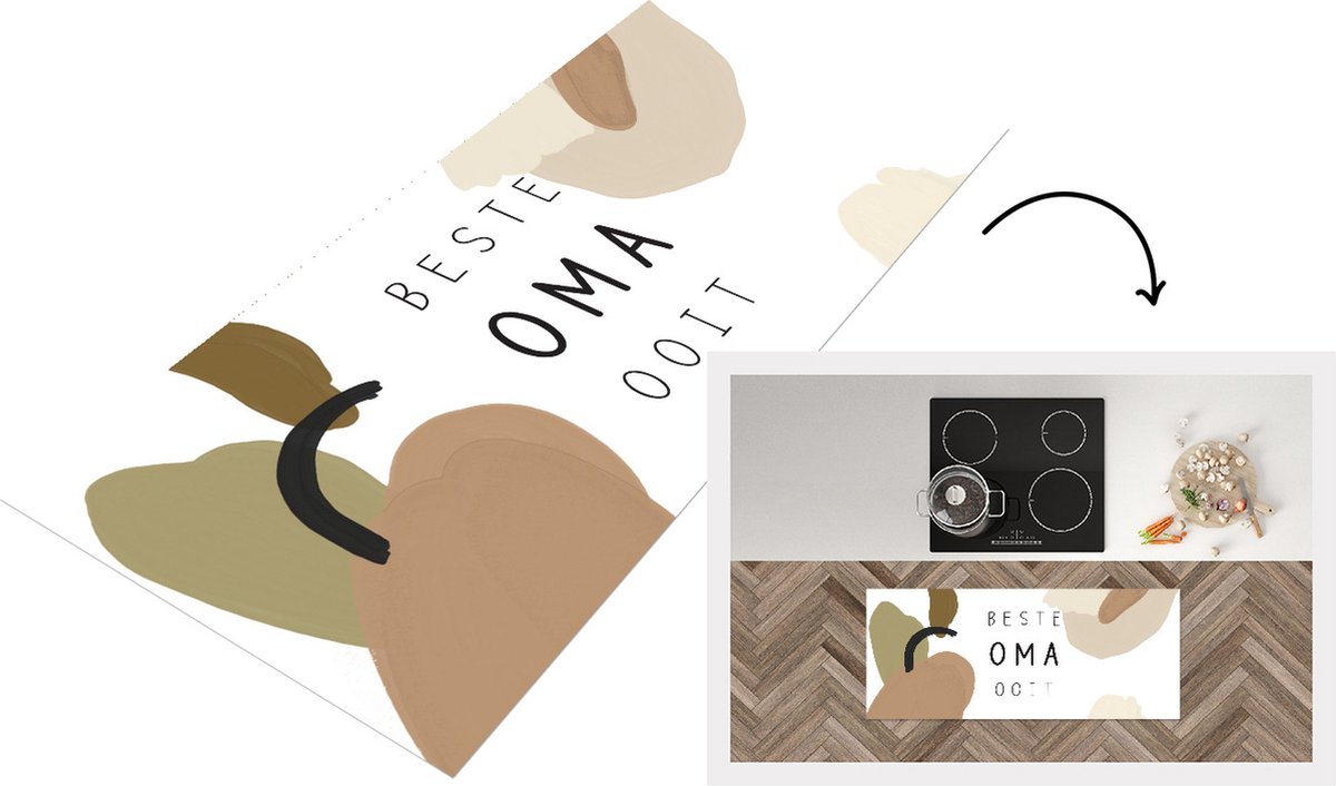 KitchenYeah Keukenloper - Loper keuken - Spreuken - Quotes Beste Oma Ooit - Moederdag - Oma cadeau - Grootmoeder - 120x50 cm - Keukenloper vinyl Multicolor