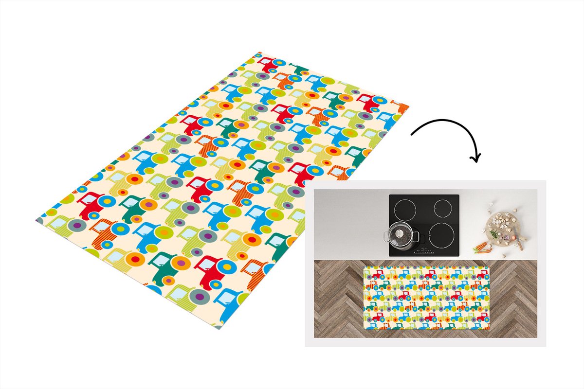 KitchenYeah Keukenloper - Loper keuken - Patronen - Trekker - Kleuren - 120x60 cm - Keukenloper vinyl Multicolor
