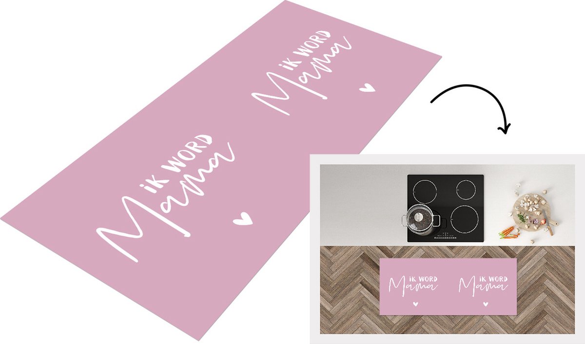 KitchenYeah Keukenloper - Loper keuken - Ik word mama - Spreuken - Mama - Quotes - 120x50 cm - Keukenloper vinyl Multicolor