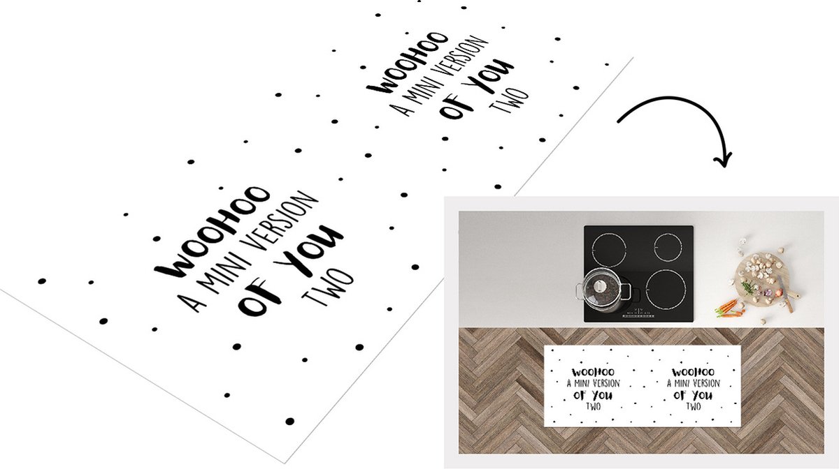 KitchenYeah Keukenloper - Loper keuken - Woohoo a mini version of you two - Spreuken - Baby - Quotes - Keukenloper vinyl Multicolor