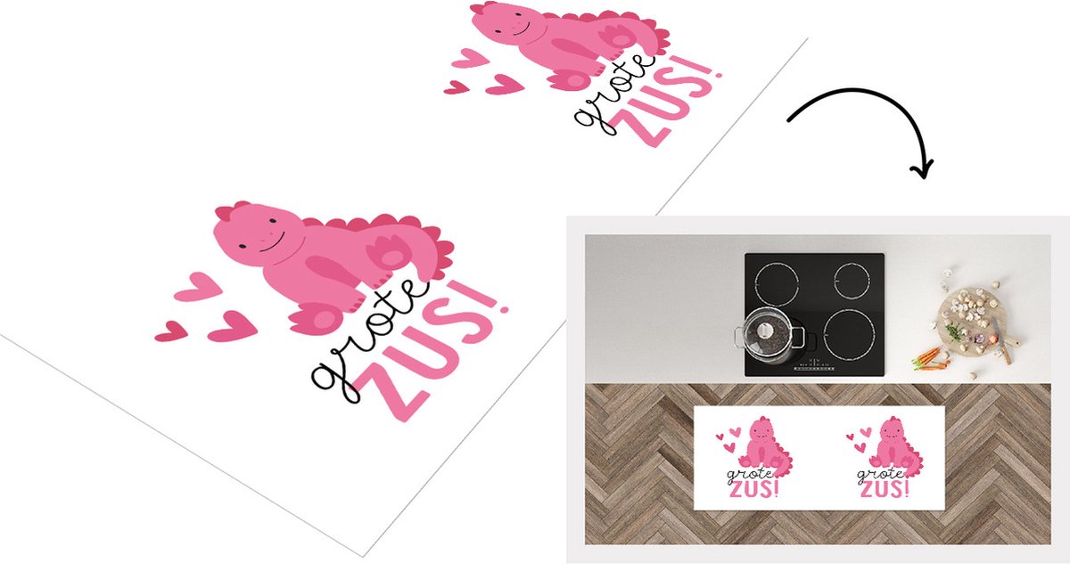 KitchenYeah Keukenloper - Loper keuken - Grote zus! - Spreuken - Zusje - Broertje - Quotes - 120x50 cm - Keukenloper vinyl Multicolor