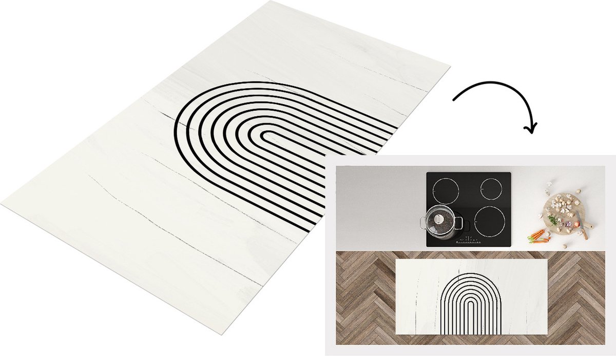KitchenYeah Keukenloper - Loper keuken - Regenboog - Zwart - Wit - Keukenloper vinyl, foto 2