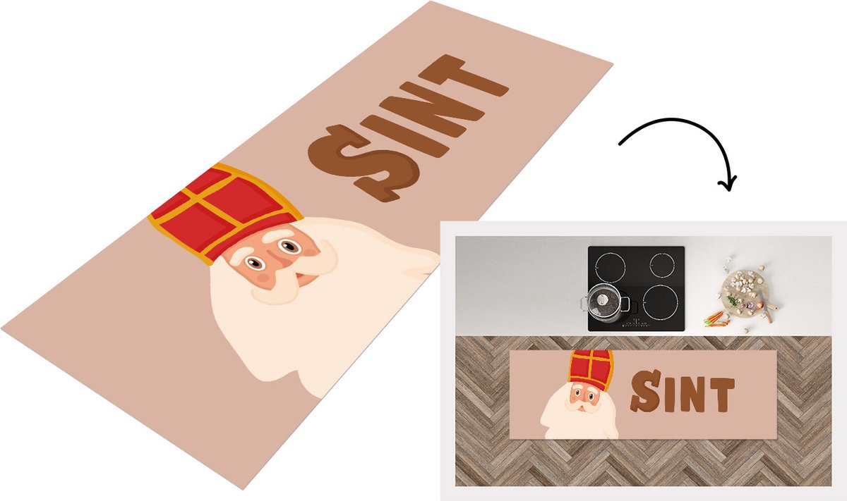KitchenYeah Keukenloper - Loper keuken - Sinterklaas - Chocolade - Sint - 150x50 cm - Keukenloper vinyl Multicolor