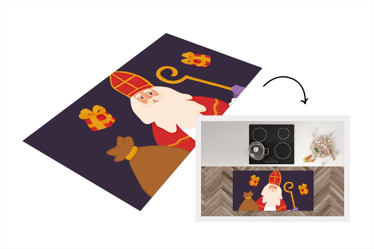 KitchenYeah Keukenloper - Loper keuken - Sinterklaas - Sint - Decoratie - 120x60 cm - Keukenloper vinyl Multicolor