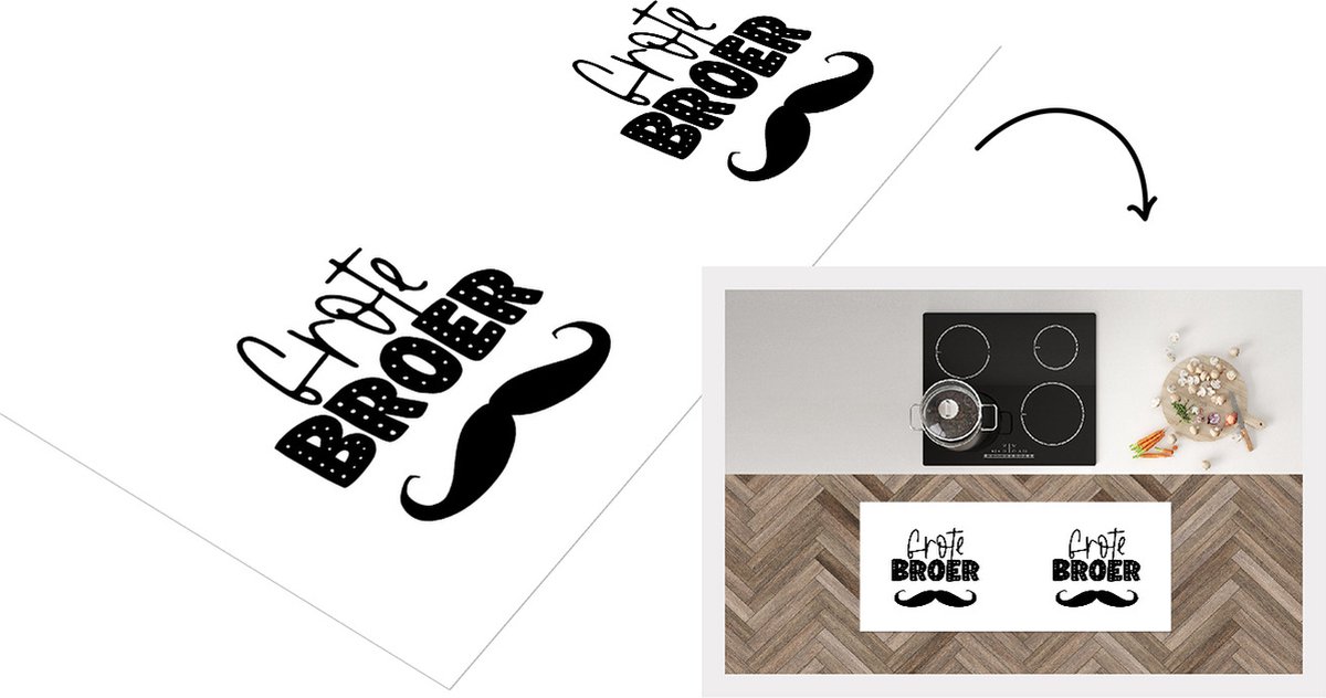 KitchenYeah Keukenloper - Loper keuken - Grote broer - Broer - Spreuken - Broers - Quotes - 120x50 cm - Keukenloper vinyl Multicolor