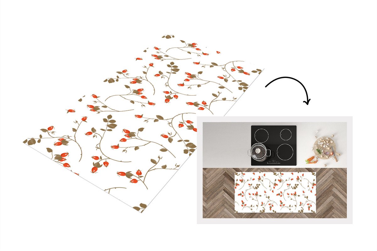 KitchenYeah Keukenloper - Loper keuken - Patronen - Planten - Romantisch - Botanisch - 120x60 cm - Keukenloper vinyl Multicolor