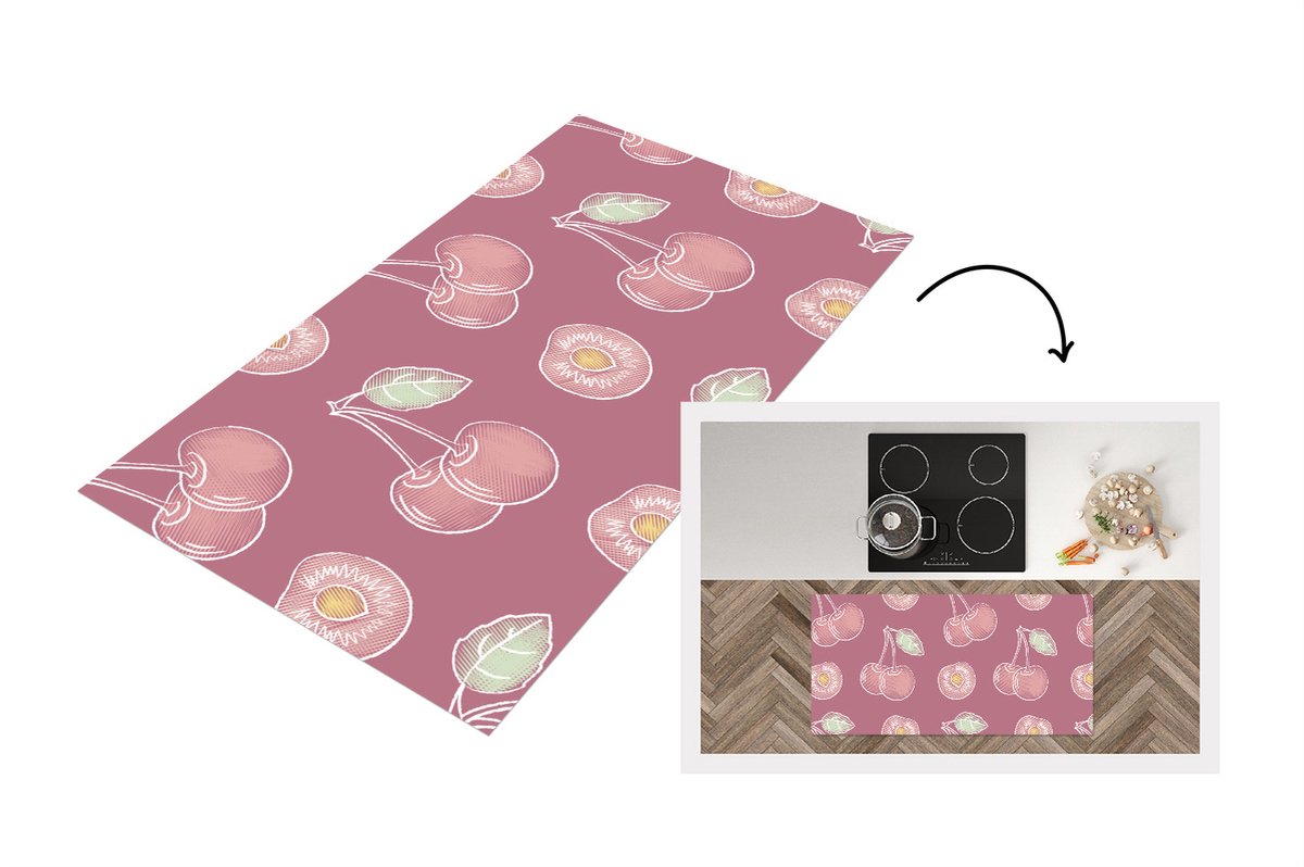 KitchenYeah Keukenloper - Loper keuken - Design - Kers - Patroon - Keukenloper vinyl multicolor, foto 2
