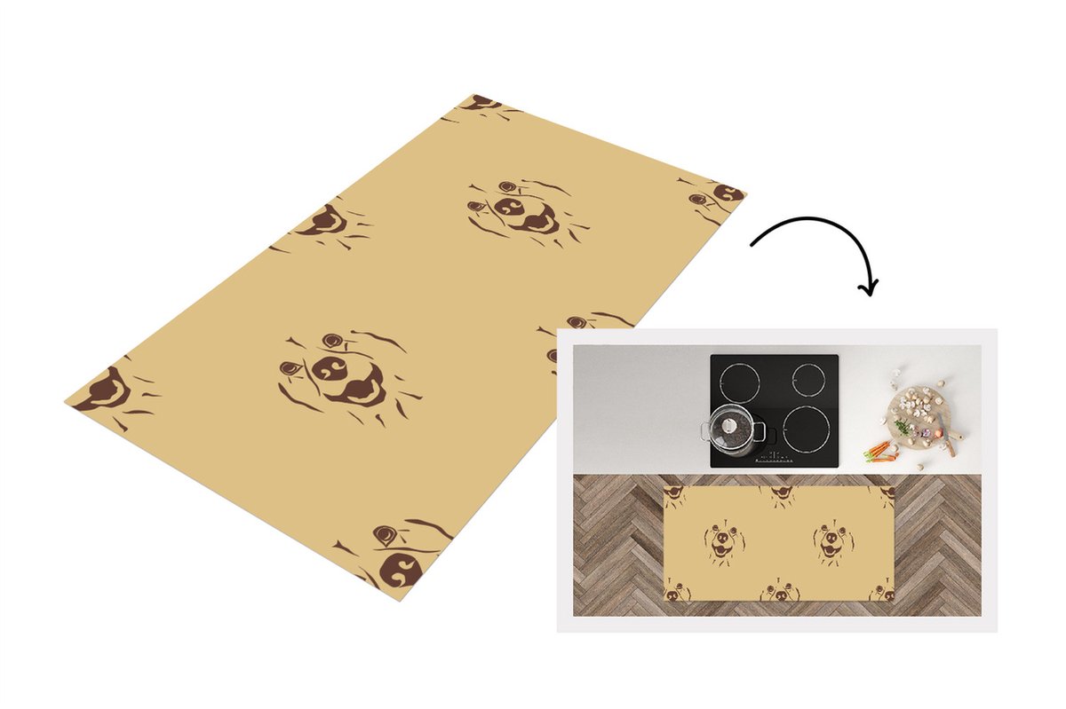 KitchenYeah Keukenloper - Loper keuken - Hond - Vintage - Patroon - Jongens - 120x60 cm - Keukenloper vinyl Multicolor