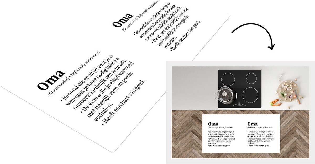 KitchenYeah Keukenloper - Loper keuken - Woordenboek - Quotes - 'Oma' - Spreuken - 120x60 cm - Keukenloper vinyl Multicolor