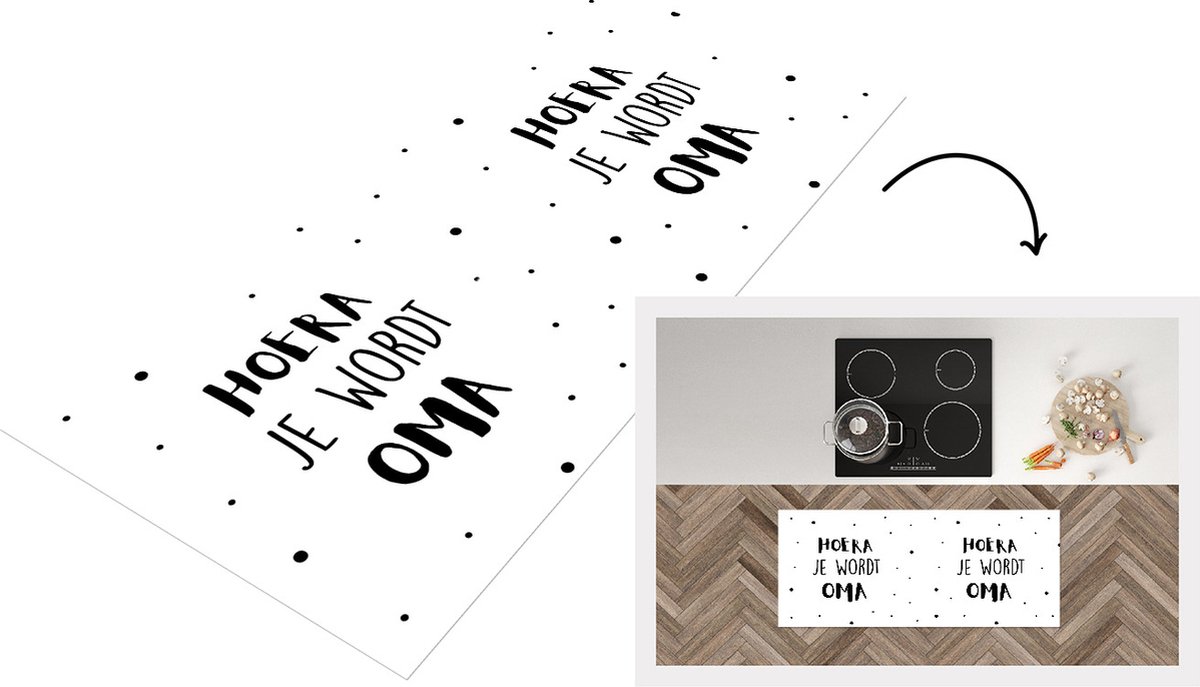 KitchenYeah Keukenloper - Loper keuken - Quotes - 'Hoera je wordt oma' - Spreuken - 120x50 cm - Keukenloper vinyl Multicolor
