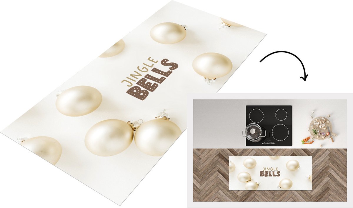 KitchenYeah Keukenloper - Loper keuken - Kerst - Wit - Quote - 120x50 cm - Keukenloper vinyl Multicolor