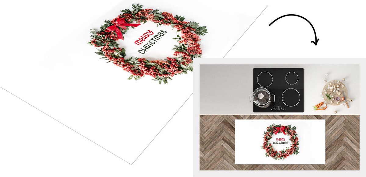 KitchenYeah Keukenloper - Loper keuken - Winter - Mistletoe - Tekst - 120x60 cm - Keukenloper vinyl Multicolor