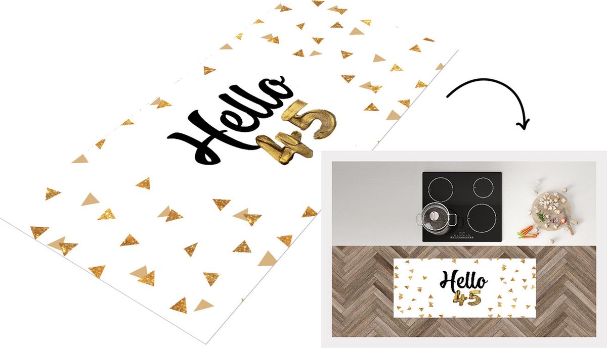 KitchenYeah Keukenloper - Loper keuken - Jubileum - Confetti - 45 jaar - 120x50 cm - Keukenloper vinyl Multicolor