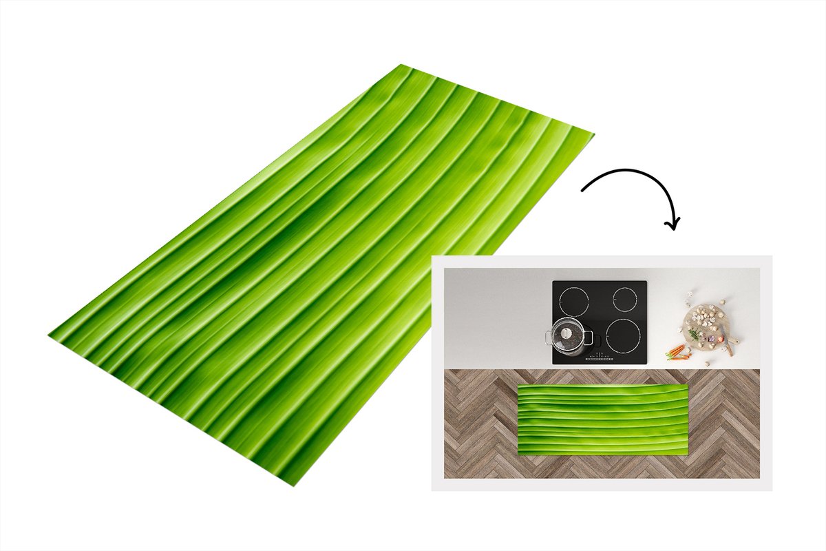 KitchenYeah Keukenloper - Loper keuken - Bladeren - Structuur - Natuur - 120x50 cm - Keukenloper vinyl Multicolor