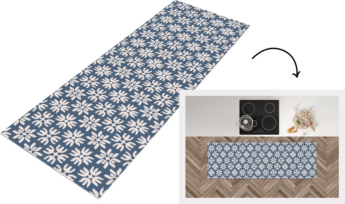 KitchenYeah Keukenloper - Loper keuken - Bloemen - Sneeuw - Winter - Design - 180x60 cm - Keukenloper vinyl Multicolor