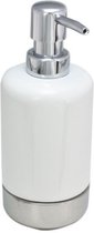 Distributeur de savon | Céramique | Blanc/Argent| 300 ml | Savon à main | Distributeur de savon