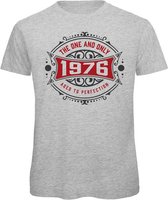 1976 The One And Only | Feest Kado T-Shirt Heren - Dames | Antraciet - Donker Rood | Perfect Verjaardag Cadeau Shirt | Grappige Spreuken - Zinnen - Teksten | Maat 3XL