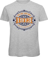 1913 The One And Only | Feest Kado T-Shirt Heren - Dames | Donker Blauw - Goud | Perfect Verjaardag Cadeau Shirt | Grappige Spreuken - Zinnen - Teksten | Maat S