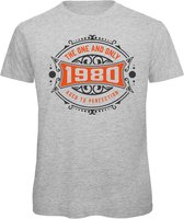 1980 The One And Only | Feest Kado T-Shirt Heren - Dames | Antraciet - Oranje | Perfect Verjaardag Cadeau Shirt | Grappige Spreuken - Zinnen - Teksten | Maat XXL