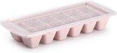 IJsblokjes/ijsklontjes bakje - 1x - roze - afsluitdeksel - kunststof - 28 x 11 cm