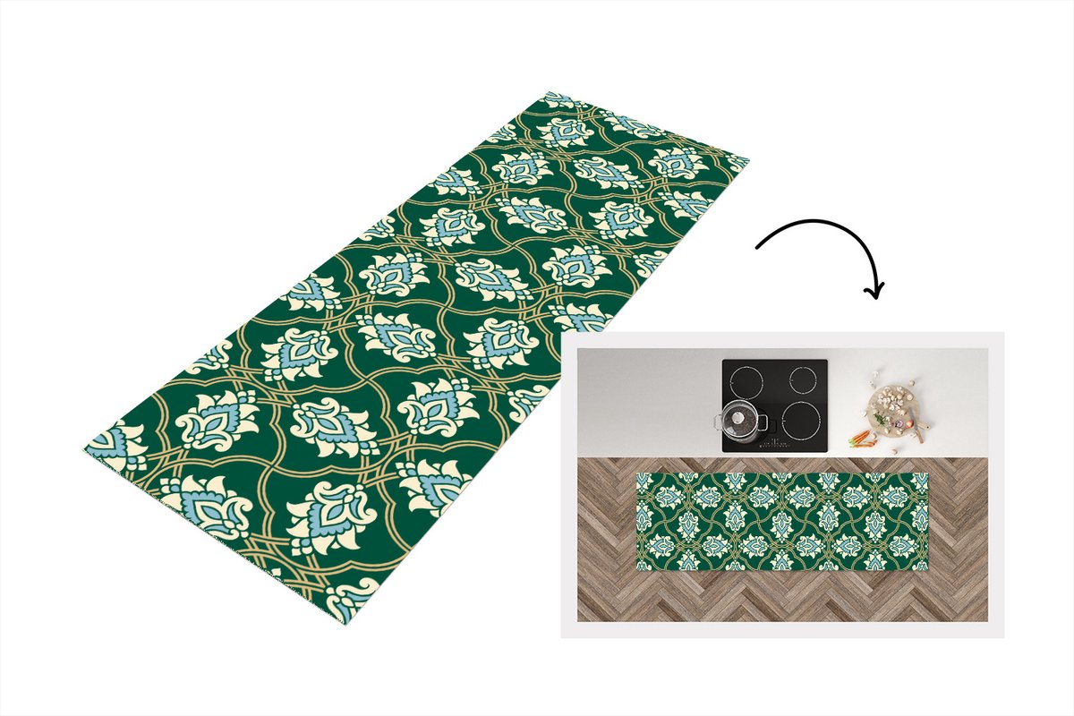KitchenYeah Keukenloper - Loper keuken - Bloemen - Antiek - Design - 150x50 cm - Keukenloper vinyl Multicolor
