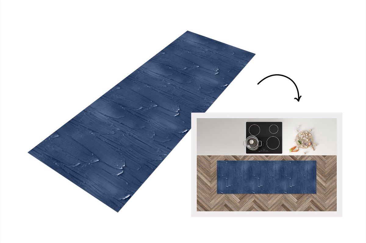 KitchenYeah Keukenloper - Loper keuken - Verf - Patronen - Blauw - Keukenloper vinyl, foto 7