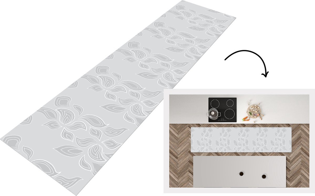 KitchenYeah Keukenloper - Loper keuken - Contour - Patronen - Bladeren - Keukenloper vinyl multicolor, foto 3