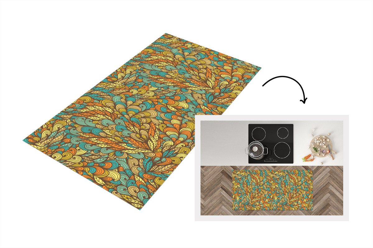 Keukenloper - Loper keuken - Design - Bladeren - Abstract - 120x60 cm - Keukenloper vinyl