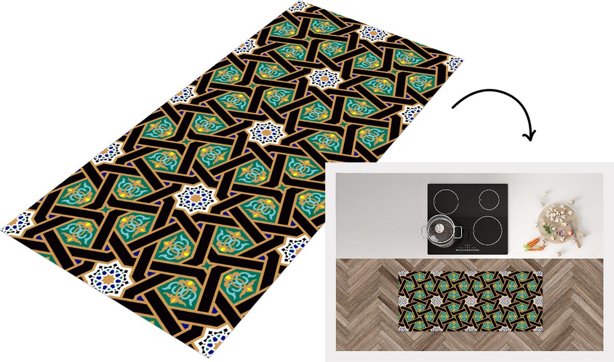 KitchenYeah Keukenloper - Loper keuken - Oriëntaal - Patroon - Arabisch - Sterren - Keukenloper vinyl Multicolor