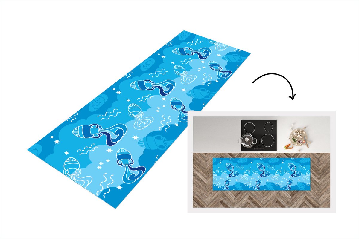KitchenYeah Keukenloper - Loper keuken - Aquarius - Design - Zodiac - Keukenloper vinyl, foto 5