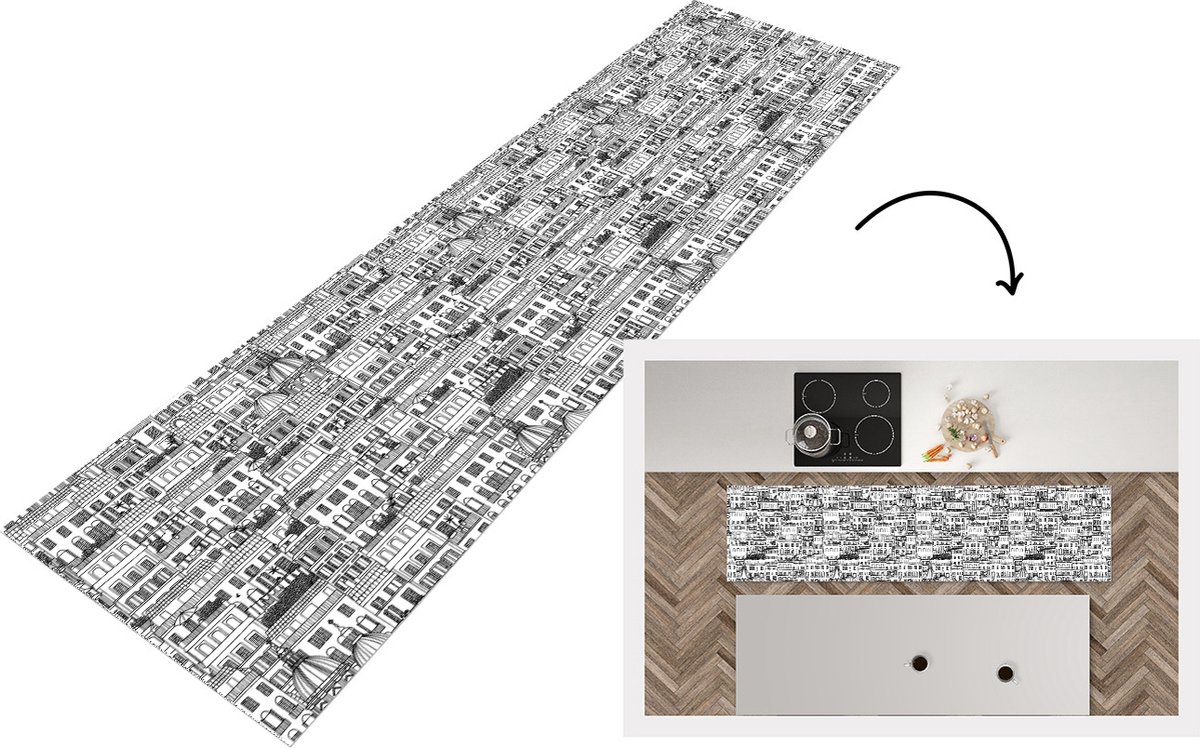 KitchenYeah Keukenloper - Loper keuken - Patroon - Italië - Huis - 240x60 cm - Keukenloper vinyl Multicolor