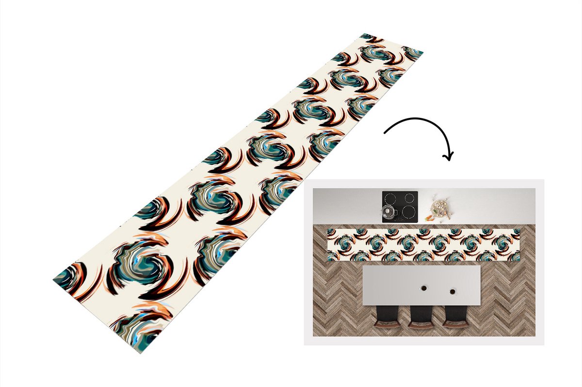 KitchenYeah Keukenloper - Loper keuken - Patronen - Abstract - Verf - 300x50 cm - Keukenloper vinyl Multicolor