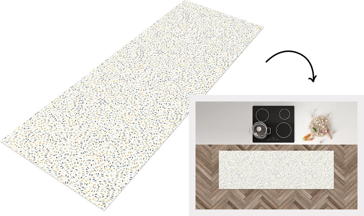 KitchenYeah Keukenloper - Loper keuken - Patronen - Confetti - Pastel - 180x60 cm - Keukenloper vinyl Multicolor