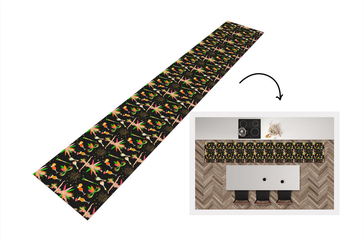 KitchenYeah Keukenloper - Loper keuken - Brazilië - Carnaval - Patroon - 300x50 cm - Keukenloper vinyl Multicolor