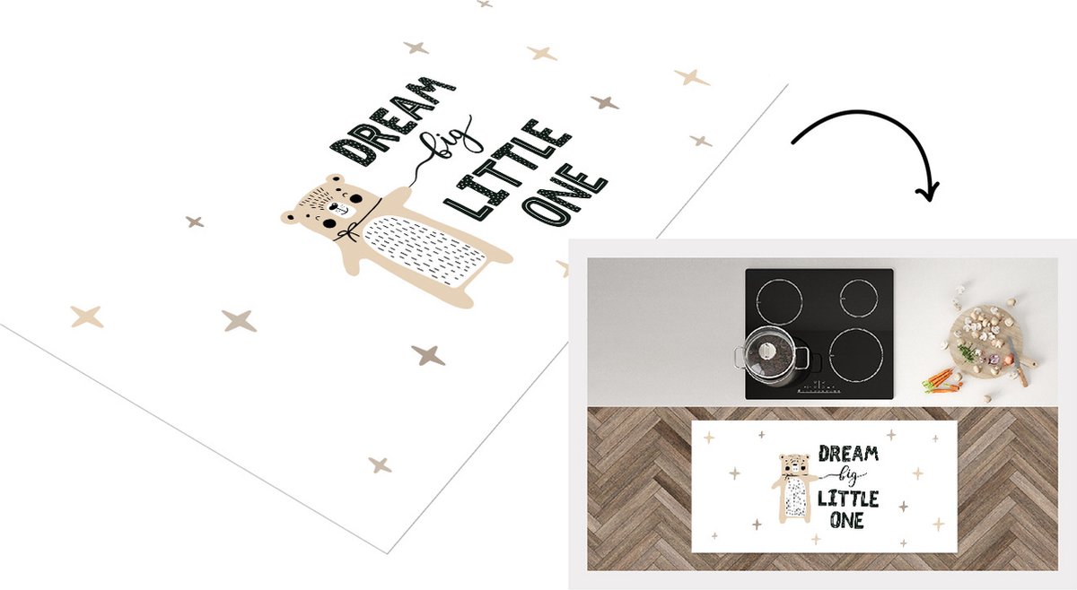 KitchenYeah Keukenloper - Loper keuken - Quotes - Baby - Spreuken - Dream big little one - 120x60 cm - Keukenloper vinyl Multicolor