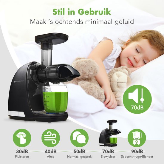 KitchenBrothers Extracteur de Jus Lent - 700ml - Noir