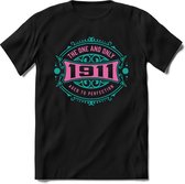 1911 The One And Only | Feest Kado T-Shirt Heren - Dames | Cobalt - Licht Roze | Perfect Verjaardag Cadeau Shirt | Grappige Spreuken - Zinnen - Teksten | Maat XL