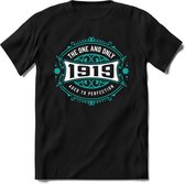 1919 The One And Only | Feest Kado T-Shirt Heren - Dames | Cobalt - Wit | Perfect Verjaardag Cadeau Shirt | Grappige Spreuken - Zinnen - Teksten | Maat M