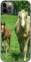Geschikt voor iPhone 12 Pro Max hoesje - Paard - Veulen - Dieren - Siliconen Telefoonhoesje