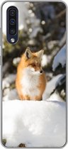 Geschikt voor Samsung Galaxy A50 hoesje - Vos - Sneeuw - Boom - Siliconen Telefoonhoesje